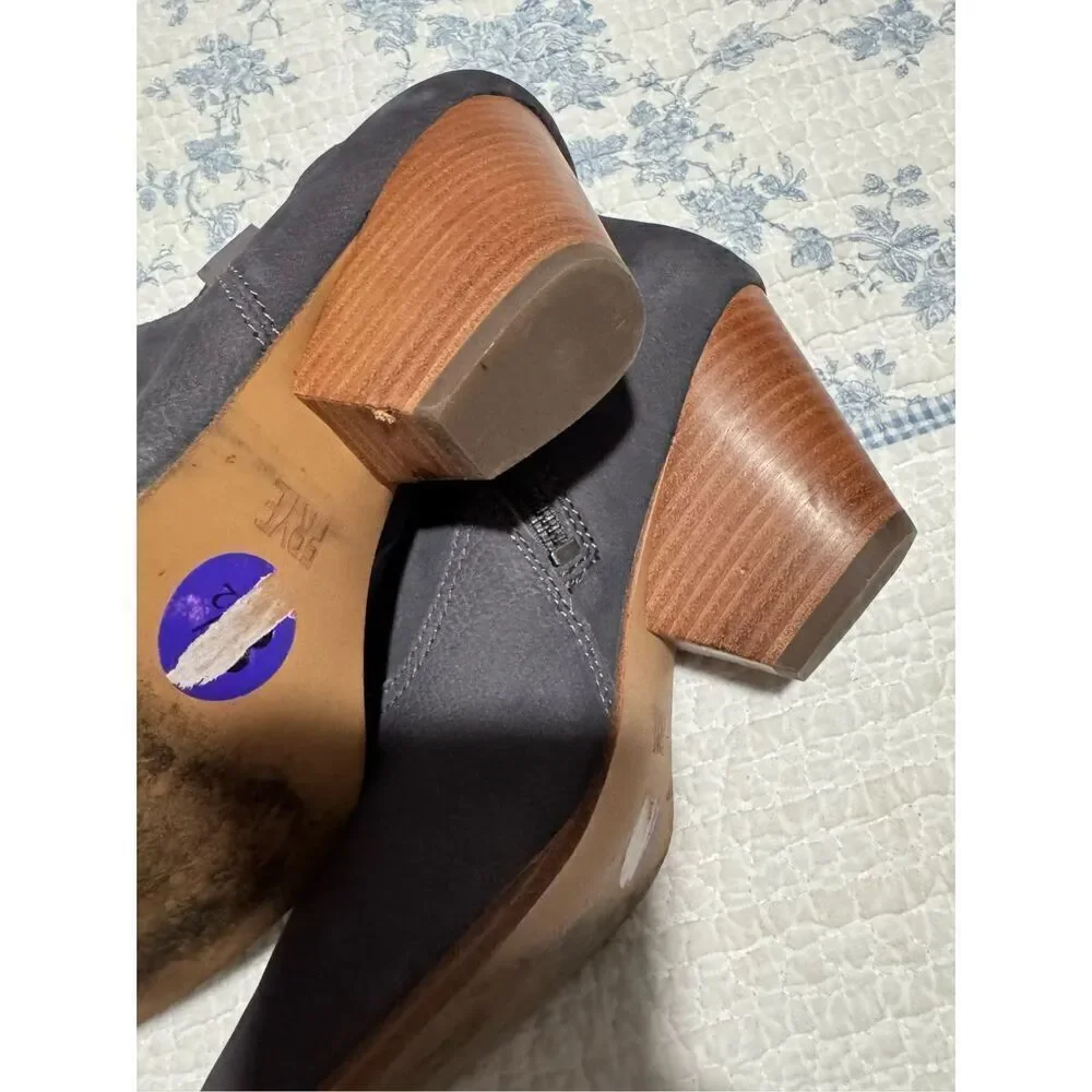 Frye Reina ankle in gray leather booties western details 8.5